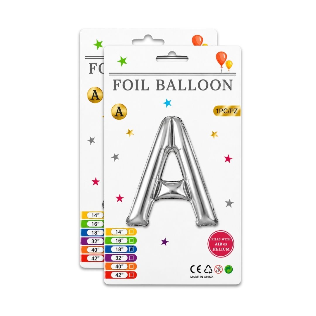 Silver A | 18" Foil Ballon | 5 Pc