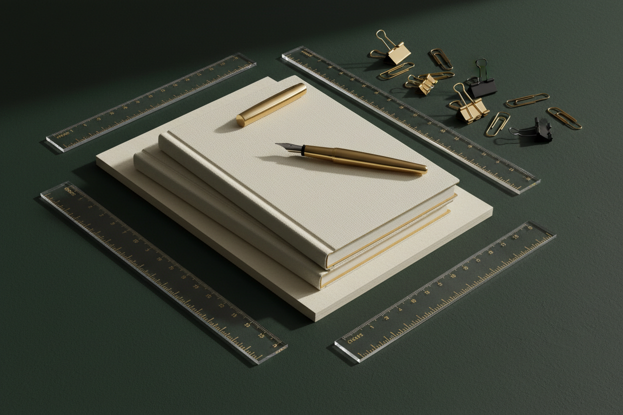 3D Stationery on Dark Green